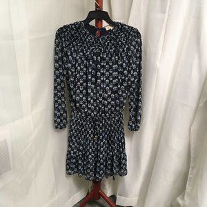 Michael Kors Black and blue print long sleeve dress Size XS